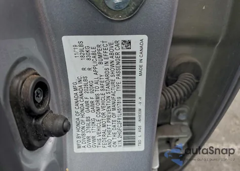 2020 Honda Civic Sport z USA, uszkodzony, nr VIN 2HGFC2F81LH517819